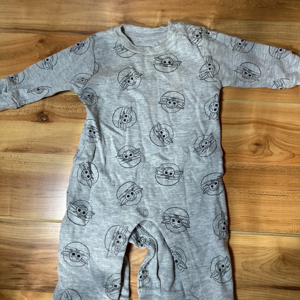 Star Wars Gray Footies One Piece with Medallion Print